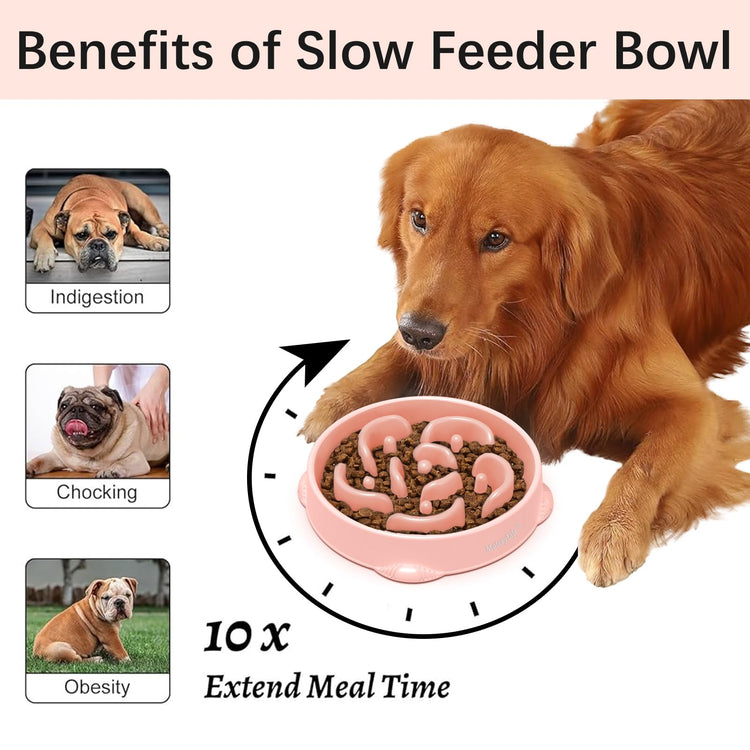 MateeyLife Slow Feeder Dog Bowls 2PCS, Anti-Choking Puzzle Dog Food Bowls, Anti-Slip Interactive Feeding Slow Down Eating, Bloat Stop Maze Dishes for Medium Breeds