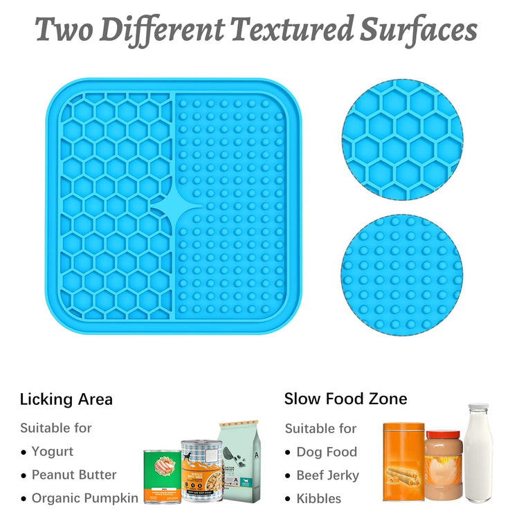MateeyLife 2PCS Small Lick Mat for Dogs and Cats, Licking Mats for Dog Anxiety Relief, Cat Peanut Butter Lick Pad for Boredom Reducer, Dog Treat Mat Perfect for Bathing Grooming Blue&Green
