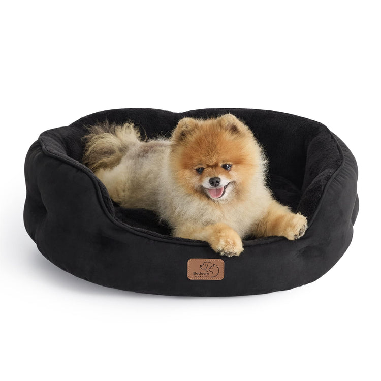 Bedsure Dog Beds for Small Dogs - Round Medium Cat Beds for Indoor Cats, Washable Pet Bed for Puppy and Kitten with Slip-Resistant Bottom, 25 Inches, Taupe