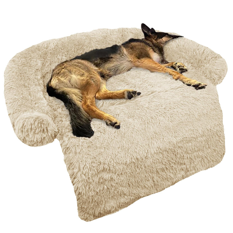 Calming Dog Bed Fluffy Plush Dog Mat for Furniture Protector with Removable Washable Cover for Large Medium Small Dogs and Cats (Small(35x31x5), Light Grey)