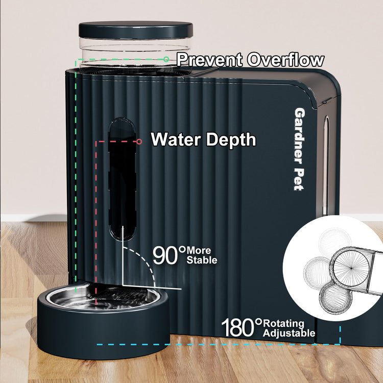 Gardner Pet Automatic Gravity Cat Food Feeder and Water Dispenser Stainless Steel Two-in-One Set Large Capacity Dispenser for Pets Dogs, Puppies, Kittens-(0.8 Gallons x 2)