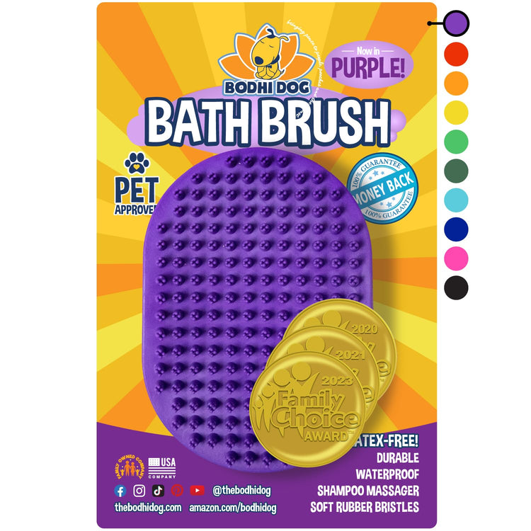 Bodhi Dog Shampoo Brush - Pet Grooming & Bath Supplies for Dogs and Cats - Bath Brush for Long & Short Hair - Premium Scrubber for Shower, Bathing & Massage (One Pack, Silver Glitter)