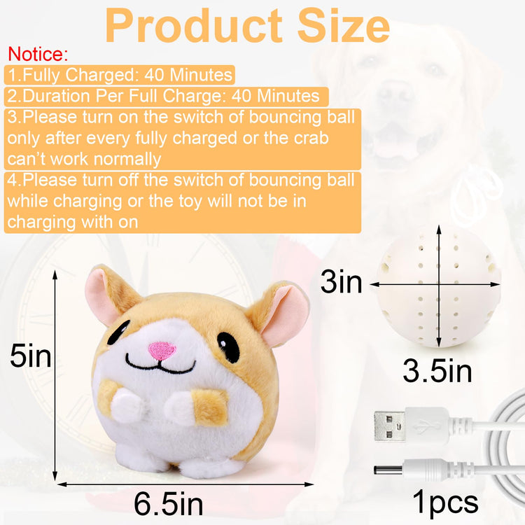 Mity rain Interactive Dog Toys with Thicken Plush, Moving Dog Toy with Recording Mode Shaking & Singing Mode Bouncing, Funny Ball Jumping to Keep Them Busy & Chase, Rechargeable (Octopus)