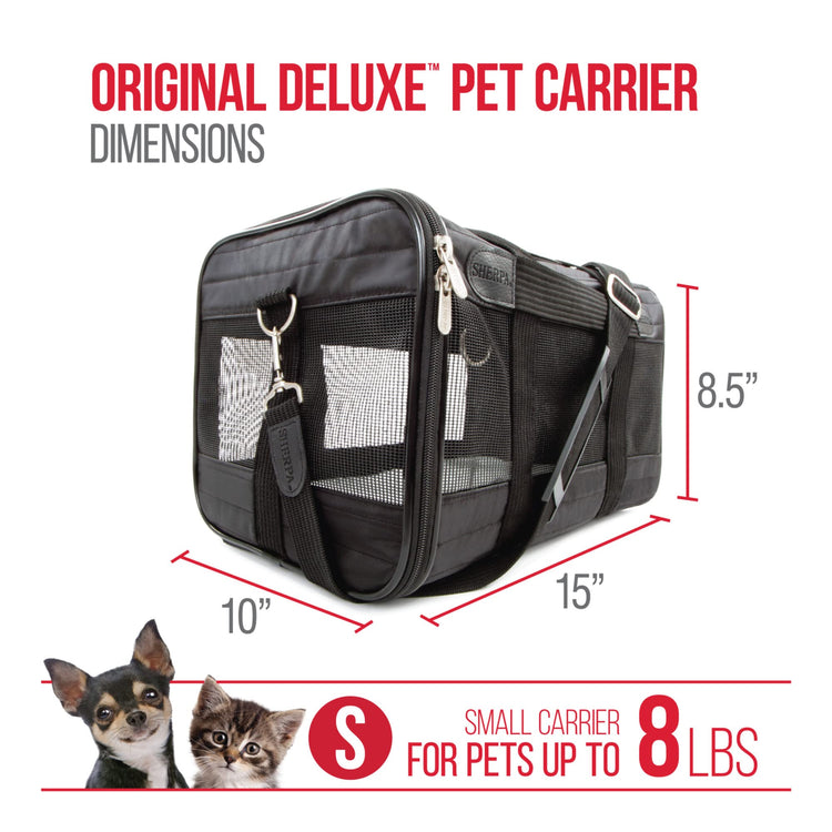 Sherpa Original Deluxe Travel Pet Carrier, Airline Approved - Black, Large