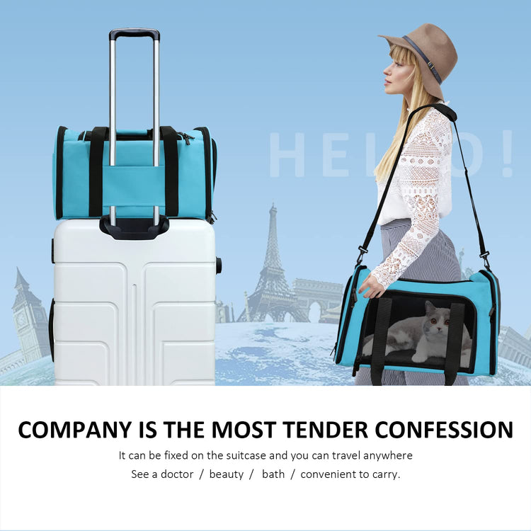 Henkelion Cat Carriers Dog Carrier Pet Carrier For Small / Medium Cats Dogs Puppies (Up To 15lbs), TSA Airline Approved Small Dog Carrier Soft Sided, Collapsible Waterproof Travel Puppy Carrier - Grey