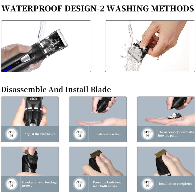 Dog Clippers for Grooming,Dog Grooming Kit for Heavy Thick Hair&Coats/Low Noise Rechargeable Cordless Hair Trimmer/Pet Shaver with Paw Trimmer for Small & Large Dogs Cats