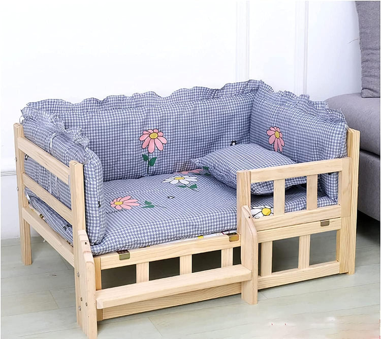 Dog Bed Wooden Dog Bed Eevated Pet Bed Pet Sofa Bed Couch Washable Pet cot Couch Dog Kennel Furniture for Small Medium Pets & Cats for Dogs Pet Cat ()