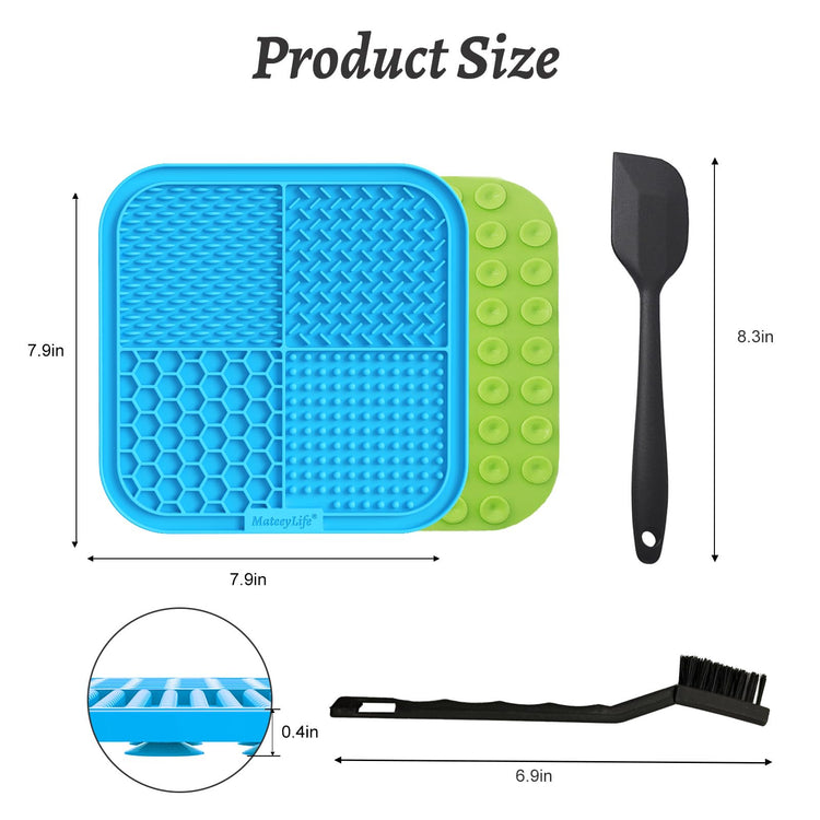 MateeyLife 2PCS Small Lick Mat for Dogs and Cats, Licking Mats for Dog Anxiety Relief, Cat Peanut Butter Lick Pad for Boredom Reducer, Dog Treat Mat Perfect for Bathing Grooming Blue&Green