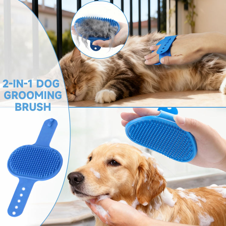 4PCS Pet Pro Grooming Tool | Pet Grooming Rake | Dog Hair Remover | Dog Shampoo Brush 4-in-1 Pet Grooming Kit Suitable for detangling, Hair Removal, Bathing, and Massage