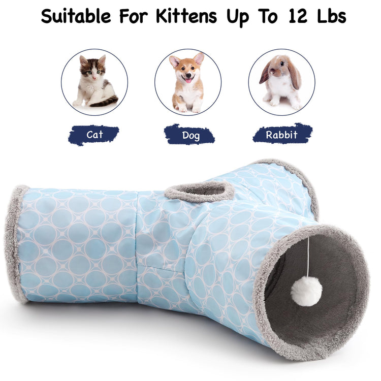 Tempcore Pet Cat Tunnel Tube Cat Toys 3 Way Collapsible, Tunnels for Indoor Cats，Kitty Bored Peek Hole Toy Ball Cat, Puppy, Kitty, Kitten, Rabbit