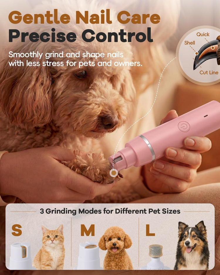 Veeconn Dog Clippers Grooming Kit Hair Clipper-Low Noise Paw Trimmer- Rechargeable - Cordless Quiet Nail Grinder Shaver for Cats and Other Pets