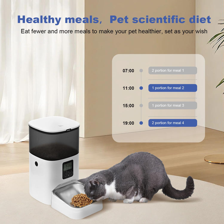 ANDOLL HOME Automatic Cat Feeder, 4L Cat Food Dispenser with 10s Voice Recorder, Pet Feeder up to 8 Meals per Day, Timed Dog Feeder with Dry Food Sealed Ring