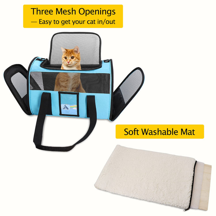 Refrze Cat Carrier,Dog Carriers for Small Dogs Medium Cats Pet Carrier up to 15 Lbs, TSA Airline Approved Cat Carrier Soft, Cat Dog Crate Travel Bag,Grey