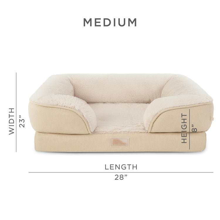 Town & Country Everyday CuddleTown Comfy Solid Bolster Sofa Pet Bed, Supportive & Calming Egg Crate Foam, Non-Slip Bottom, Machine Washable Cover, Grey, Medium 28"x23"x8"