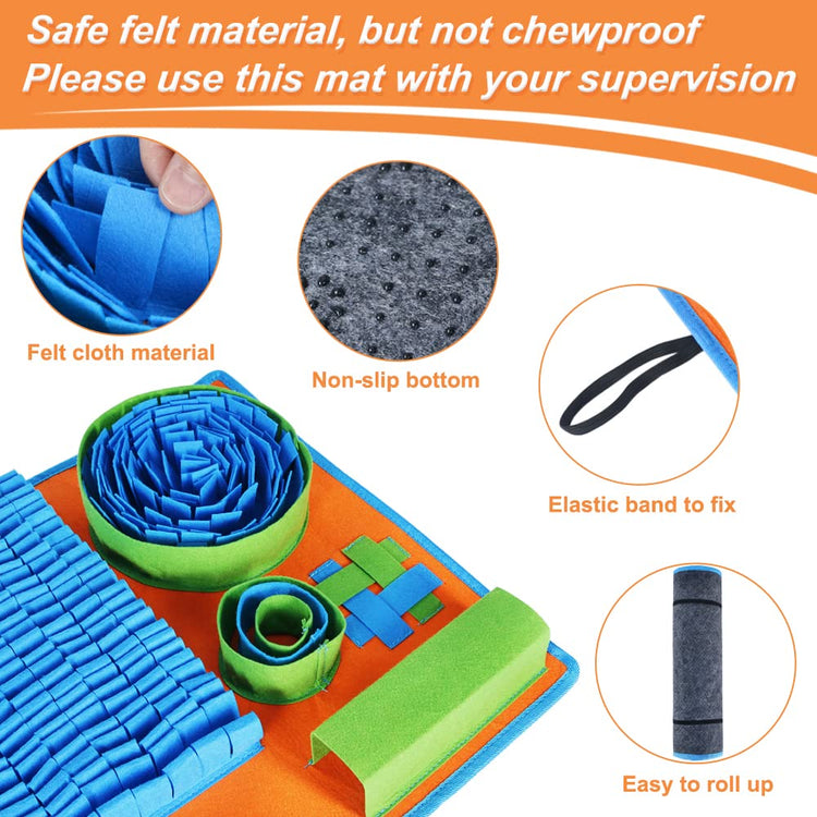 Vivifying Snuffle Mat for Dogs, Interactive Dog Puzzle Toy for Boredom and Mental Stimulation, Enrichment Feeding Game Sniff Mat Helps Slow Eating and Keep Busy