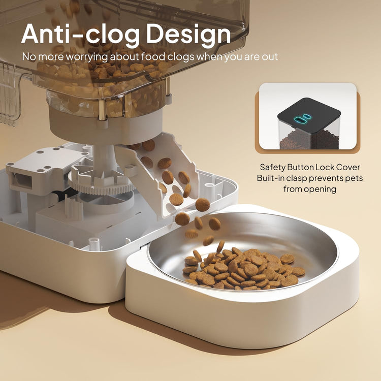 VOLUAS Automatic Cat Feeders - Timed Pet Feeder for Cats and Dogs with Dry Food Dispenser, Desiccant Bag, Programmable Portion Control, 4 Daily Meals, 10s Voice Recorder