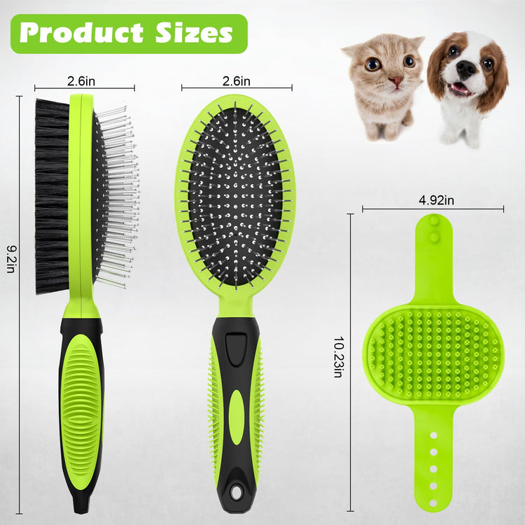 2PCS Pet Grooming Tools - Double-Sided Brush for Shedding and Bathing, Suitable for Short/Long Haired Dogs Cats and Horses, Deshedding Dog Brush, Mane & Tail Combs for Horses - Pet Supplies (Blue)