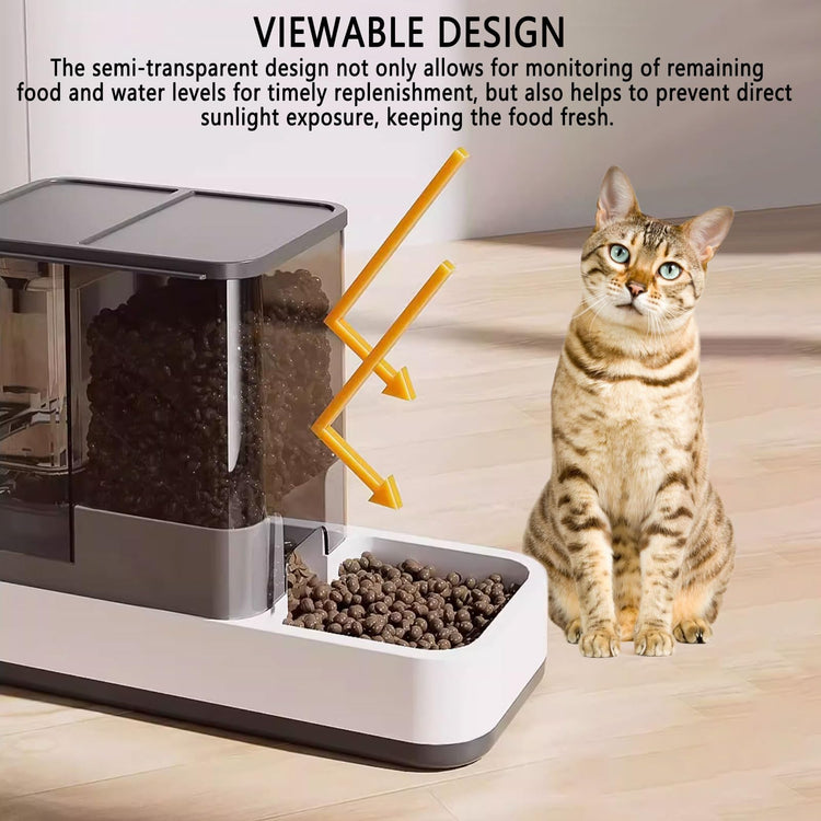 kathson Gravity Cat Food and Water Dispenser Automatic Dog Feeder Waterer 2 in 1 Auto Pet Food and Water Bowl Set Self Feeding for Puppy Kitten，Blue