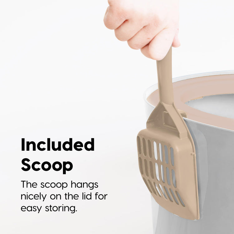 IRIS USA Cat Litter Box Large Open Top with High Sided Walls Tall Scatter Shield Scoop Included Easy Clean Plastic Pan Stain Resistant for Big Cats Kittens Indoor Multi-Cat Households