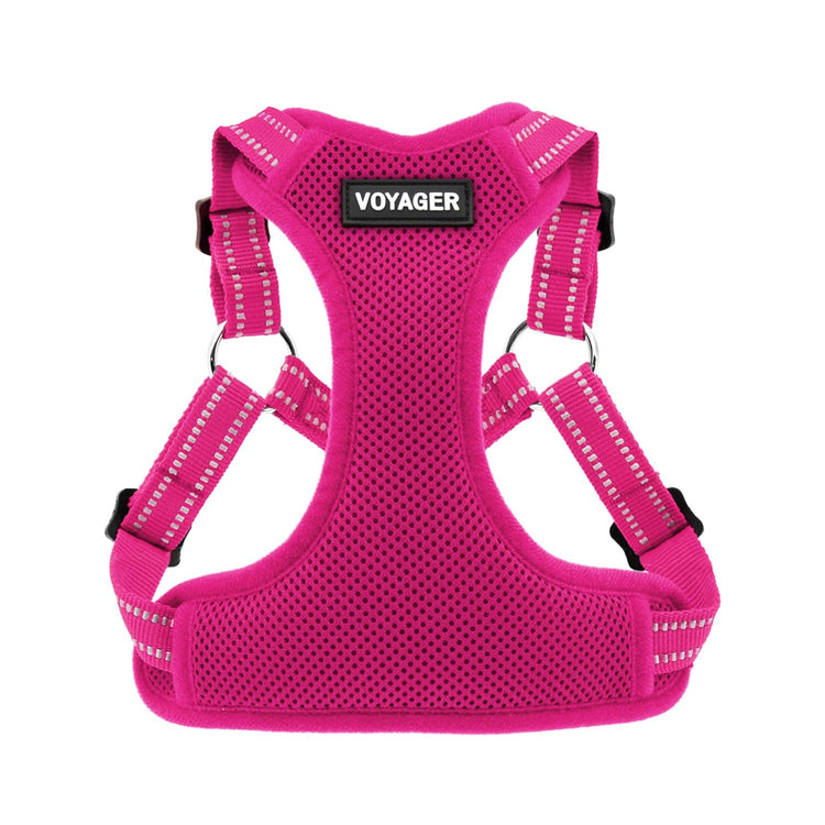 Best Pet Supplies Voyager Adjustable Step-in Flex Breathable Mesh Dog Harness for Small Medium Large Dogs Leash Set (Purple), M