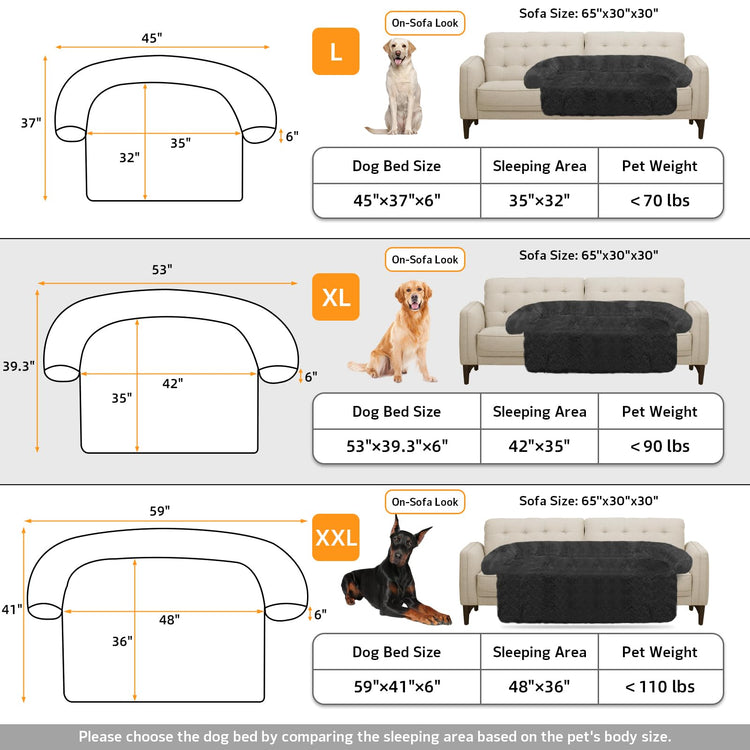 Calming Dog Bed Fluffy Plush Dog Mat for Furniture Protector with Removable Washable Cover for Large Medium Small Dogs and Cats (Small(35x31x5), Light Grey)