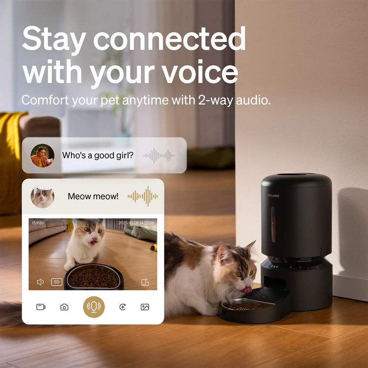 PETLIBRO Automatic Cat Feeder with Camera, 1080P HD & Night Vision, 5GHz/2.4GHz WiFi & Cam Smart Pet Feeder with App Control, 2-Way Audio, Motion Alerts for Cats & Dogs, Stainless Steel Single Tray