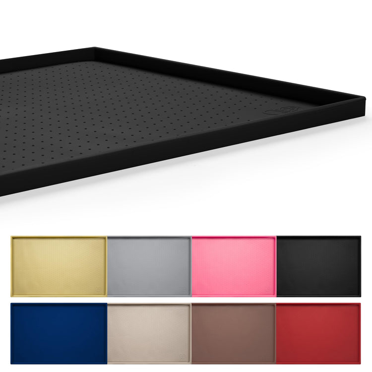 Hubulk Dog Feeding Mat,100% Waterproof Food Grade Silicone Pet Food and Water Bowl Placemat,Dishwasher, High Raised Edge to Prevent Spills,Nonslip Tray to Stop Messes on Floor (19"x12"x0.5", Grey)