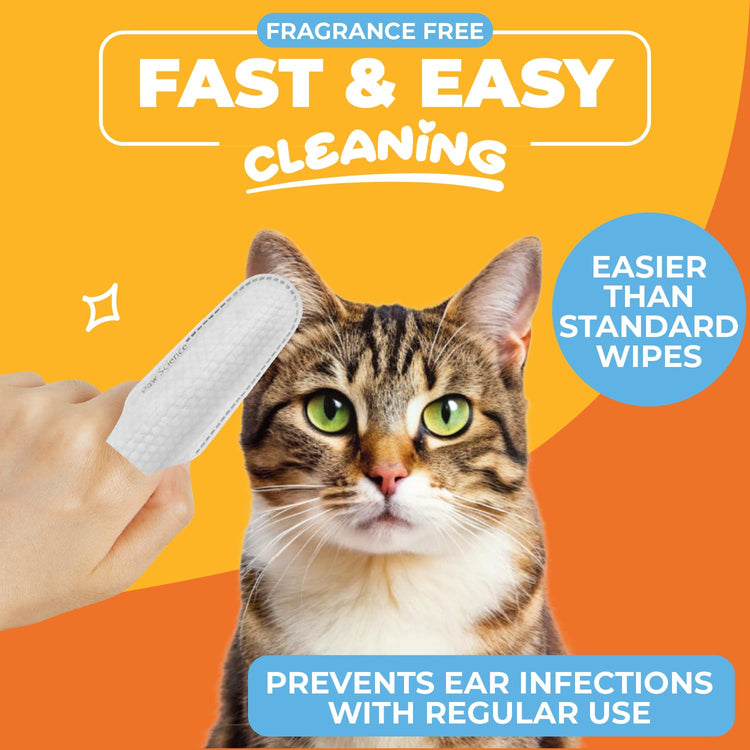 Paw Science Dog Ear Cleaner Wipes – Finger Wipes for Dogs & Cats – Cleaning, Soothing, & Deodorizing Itchy Ears – Pet Ear Relief Solution (Coconut)