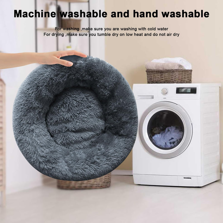 Dog Bed for Small Medium Large Dogs Cats, 20 inch Calming Washable-Round Cozy Soft Pet Bed for Puppy and Kitten with Slip-Resistant Bottom