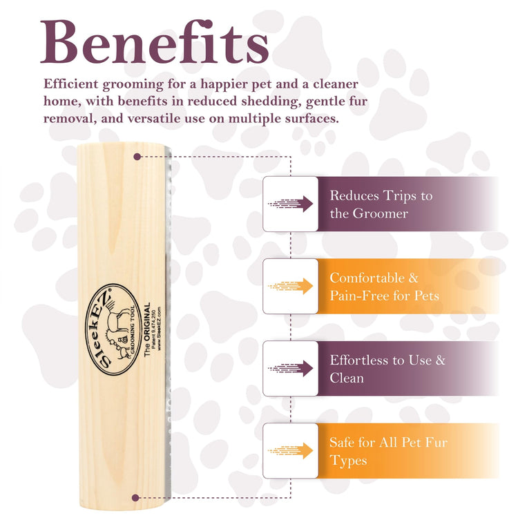 SleekEZ Dog Brush for Shedding & Dog Grooming Supplies | Pet Hair Removal Tool | Great For All Fur Types | For Short, Medium, & Long Hair Pets | Reduces Shedding by 95% | Made in USA | 5 inch