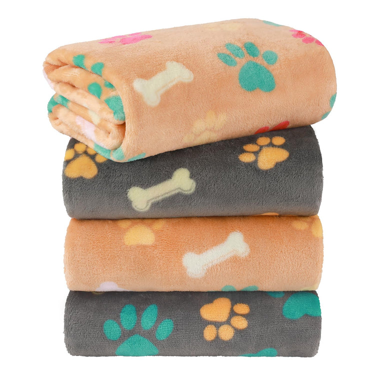 LINENLUX 1 Pack 3 Blankets Super Soft Fluffy Premium Fleece Dog Blankets for Puppy Cat Pet Blanket Flannel Throw Warm Sleep Dog Paw 23x16 inches