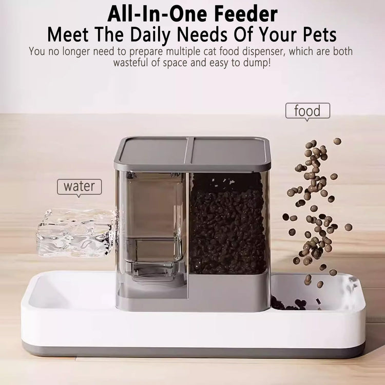 kathson Gravity Cat Food and Water Dispenser Automatic Dog Feeder Waterer 2 in 1 Auto Pet Food and Water Bowl Set Self Feeding for Puppy Kitten，Blue