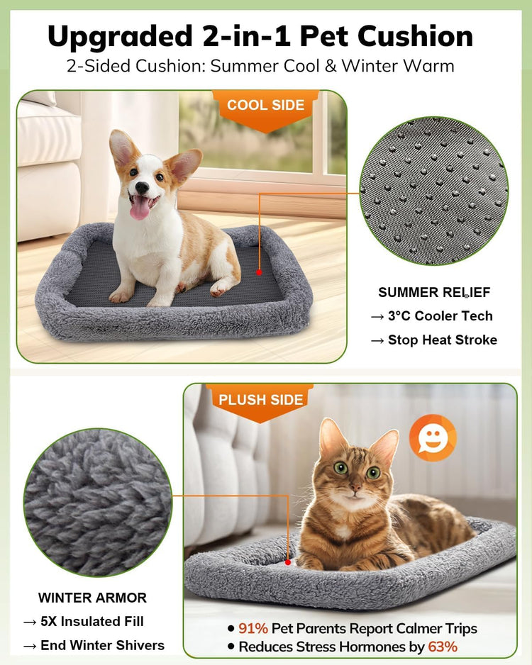 Morpilot Pet Carrier for Large Cats, Puppies & Small Dogs Up to 25lbs, Escape-Proof with Locking Zippers, Dual-Sided Cushion, Safety Buckle for Car & Vet Travel, Includes Foldable Bowl (Dark Gray)