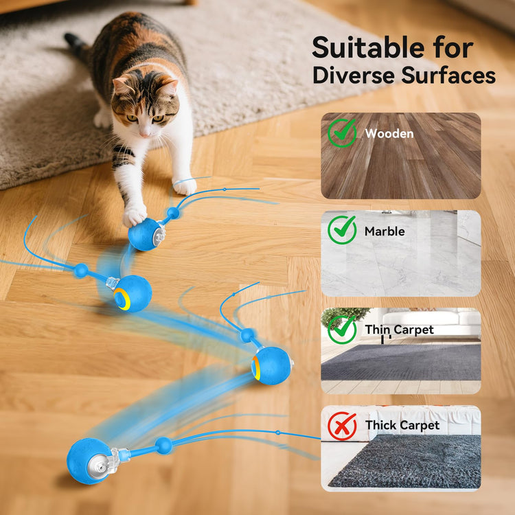 Smart Interactive Cat Dog Toys, Automatic Pet Toys for Bored Indoor Cats and Dogs, Motion Activated, USB Rechargeable, Christmas Pet Birthday Gifts (Pink)