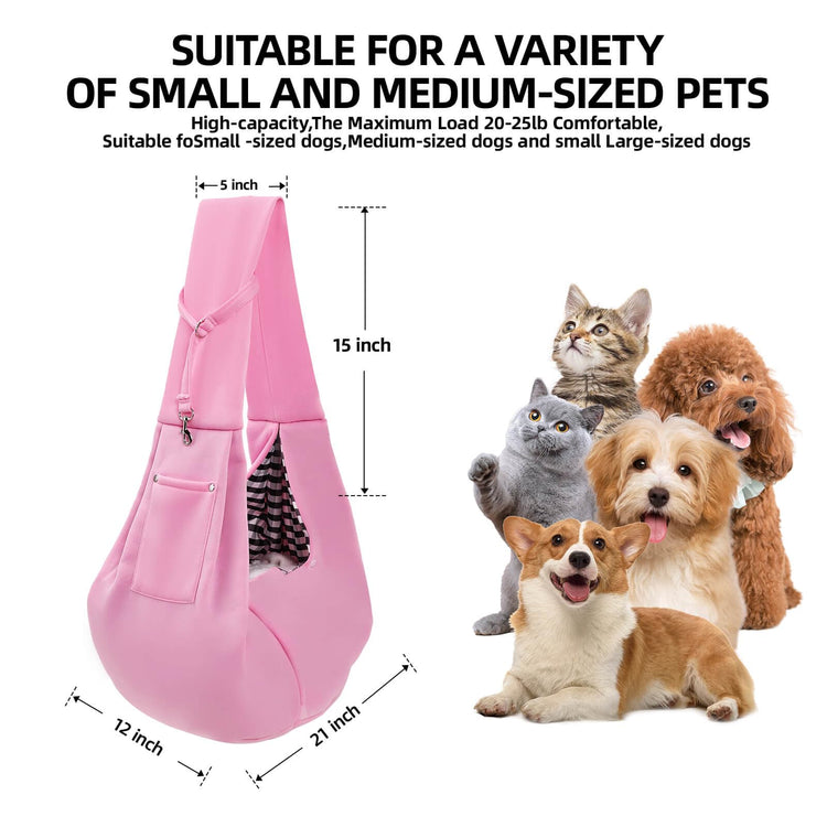 Dog Carrier Sling - Reversible Puppy Carrier Purse with Storage Pocket, Hand-Free Dog Sling Carrier for Carry Small Dogs and Cats, Travel Safety Harness, Dog and Cat Harness(Black)