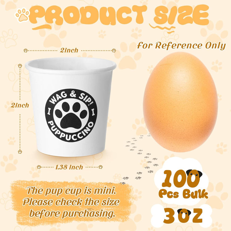 Yungyan 100 Pcs 3 oz Tiny Pup Cups for Dogs Mini Cups for Cream Mini Dog Paw Disposable Paper Container for Cafe Bar Pet Treat Feeding Pet Theme Party Supplies