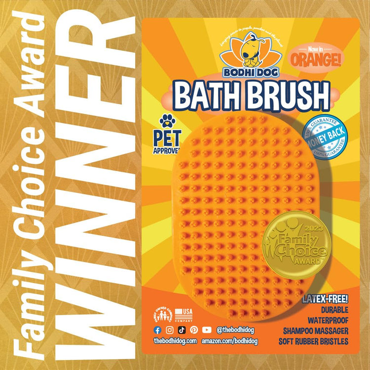 Bodhi Dog Shampoo Brush - Pet Grooming & Bath Supplies for Dogs and Cats - Bath Brush for Long & Short Hair - Premium Scrubber for Shower, Bathing & Massage (One Pack, Silver Glitter)