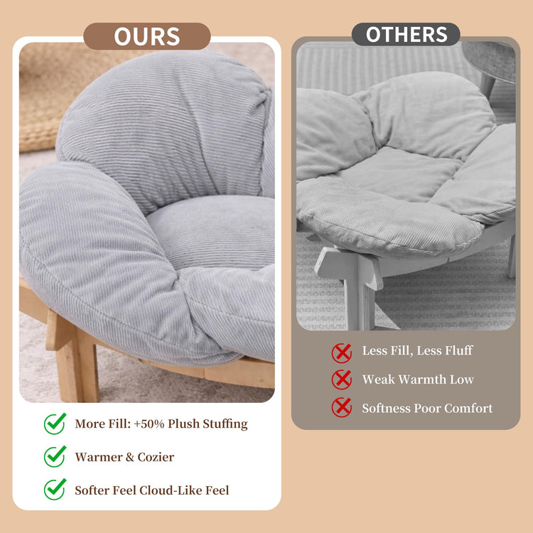 Elevated Wooden Cat Bed with Fluffy Removable Cushion, Modern Petal Shaped Cat Couch Sofa for Indoor Cats Small Dogs 40lbs Capacity Easy to Assemble (White)