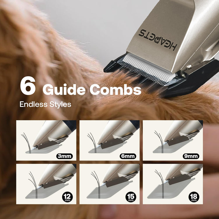 HEAPETS Dog Hair Clippers for Grooming Kit and Dog Paw Trimmer Nail Grinder for Grooming, Low Noise Rechargeable Cordless, Shaver Grooming Supplies for Pet Cats Dogs (Black, White)