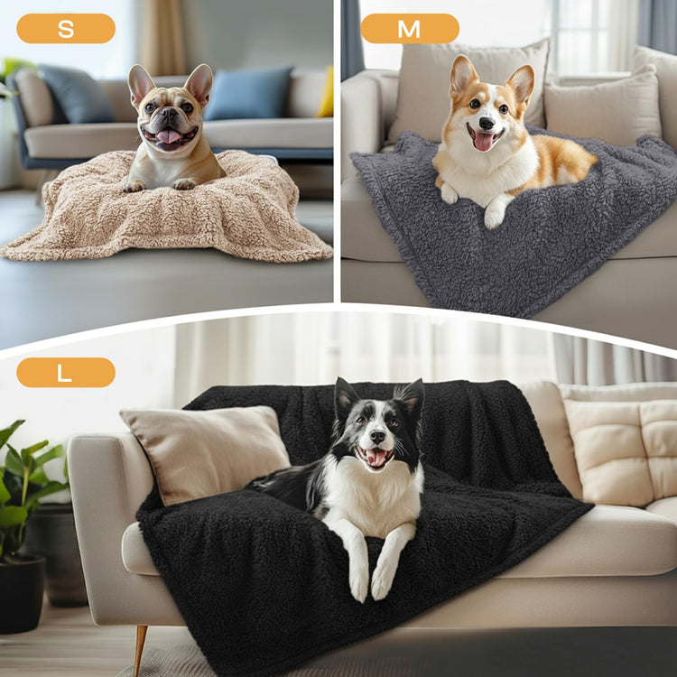 1 Pack 3 Calming Blankets Fluffy Premium Fleece Pet Blanket Soft Sherpa Throw for Dog Puppy Cat Beige Small (23" x16'')
