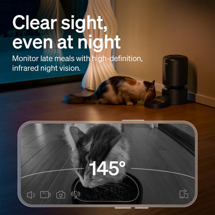 PETLIBRO Automatic Cat Feeder with Camera, 1080P HD & Night Vision, 5GHz/2.4GHz WiFi & Cam Smart Pet Feeder with App Control, 2-Way Audio, Motion Alerts for Cats & Dogs, Stainless Steel Single Tray