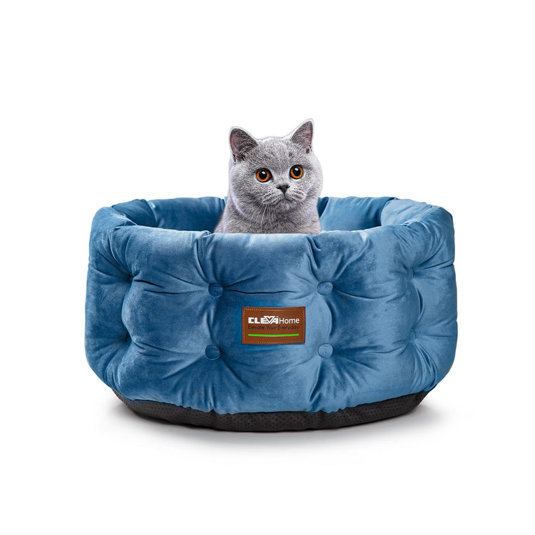 ClevaHome Cat Dog Bed for Small Pets up to 15lbs - Round Cat Beds for Indoor Cats, Machine Washable Comfortable Pet Bed for Puppy and Kitten with Non-Slip Bottom (Plum Pink)