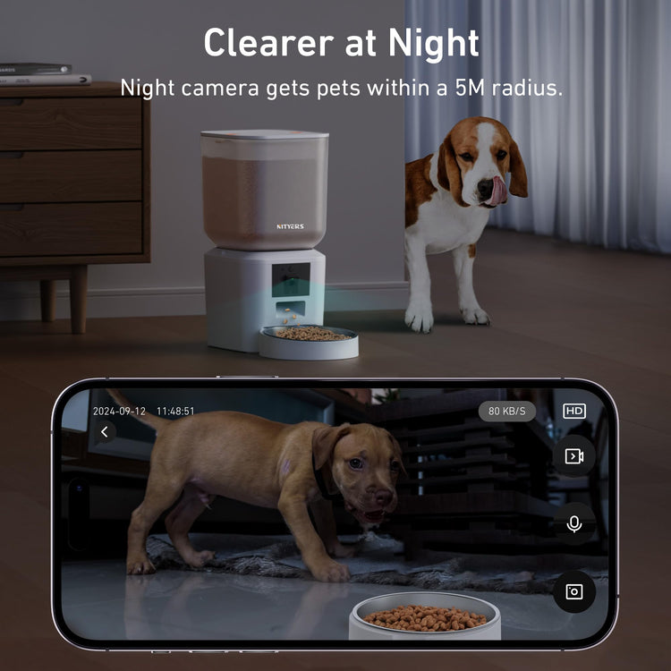 Automatic Dog Feeder - 8L/34 Cups Large Capacity Automatic Cat Food Dispenser with LCD Screen, Large Food Tray, Battery Operated, Timed Cat Feeder, Up to 50 Portions 6 Meals Per Day, Keeps Fresh
