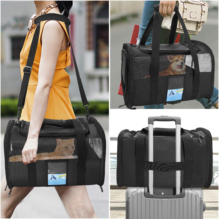 Refrze Cat Carrier,Dog Carriers for Small Dogs Medium Cats Pet Carrier up to 15 Lbs, TSA Airline Approved Cat Carrier Soft, Cat Dog Crate Travel Bag,Grey