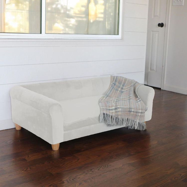 CRITTER SITTERS 33” Faux Suede Ped Bed in Brown, Durable Washable Sofa Couch for Small & Medium Cats & Dogs, Must Have Accessory for Yorkies, Shih Tzus & Frenchies, Kitten & Puppy Essential Furniture