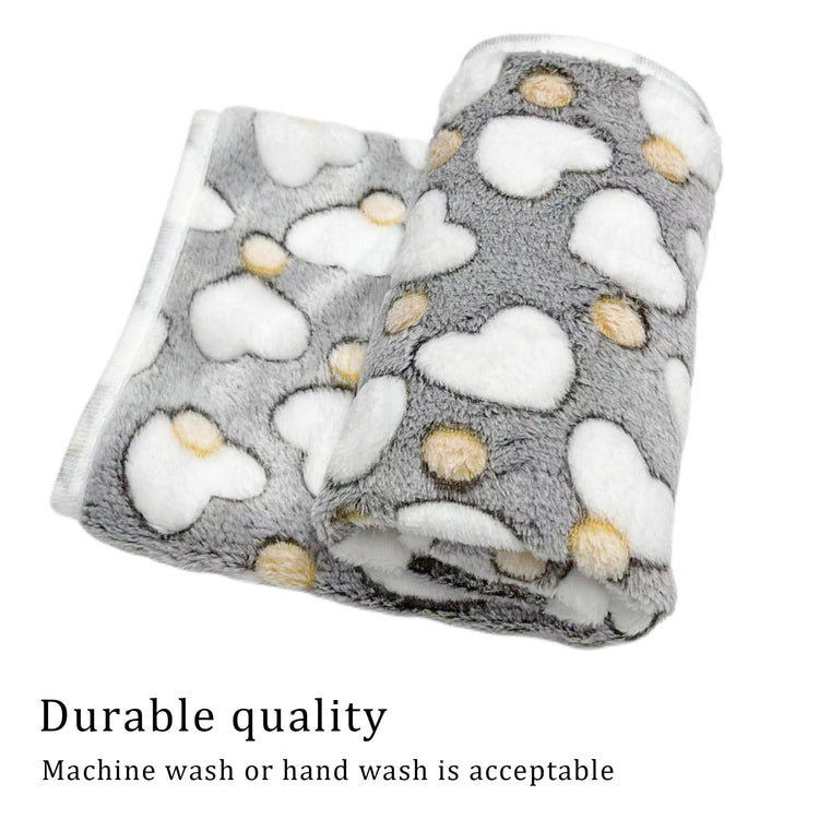 1 Pack 3 Blankets Super Soft Fluffy Premium Fleece Pet Blanket Flannel Paw Printed Throw for Dog Puppy Cat (Small 23x16'', Brown, Pink, White)