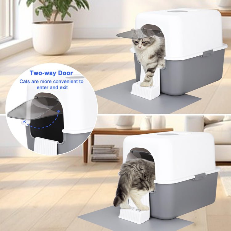 Sfozstra Black Enclosed Cat Litter Box with Lid - Lift-Off Buckle Lock for Easy Cleaning, High Sides Splash-Proof & Leak-Proof, Odor-Reducing with Deodorizer, Includes Sand Pedal, for Cats up to 8 lbs