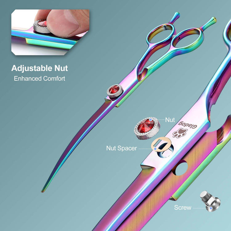 GLADOG Professional 5 in 1 Dog Grooming Scissors Set with Safety Round Tips, Sharp and Heavy-duty Pet Grooming Shears for Cats