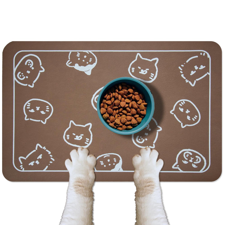 YCT Cat Pet Food Mat - Non-Slip Bottom Absorbent Quick Dry Feeding Mat for Dogs and Cats - Pet Supplies, 11.8"x18.1" Beige