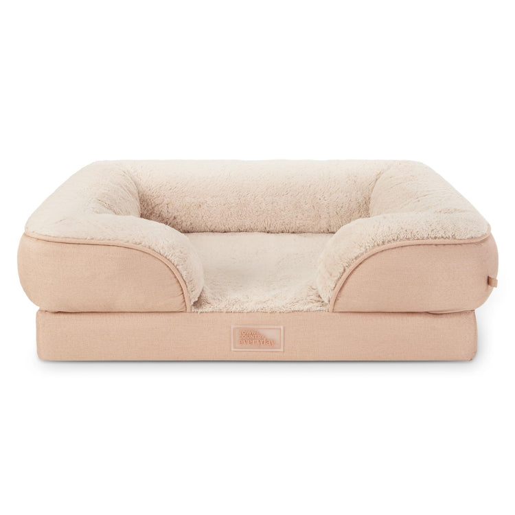 Town & Country Everyday CuddleTown Comfy Solid Bolster Sofa Pet Bed, Supportive & Calming Egg Crate Foam, Non-Slip Bottom, Machine Washable Cover, Grey, Medium 28"x23"x8"